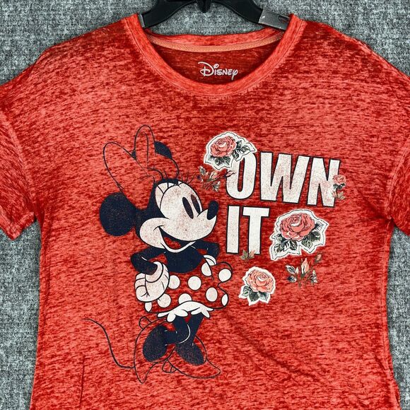 Minnie Mouse Shirt Women's L Disney Sleepwear Red Burnout Short Sleeves "Own It" - Picture 2 of 9